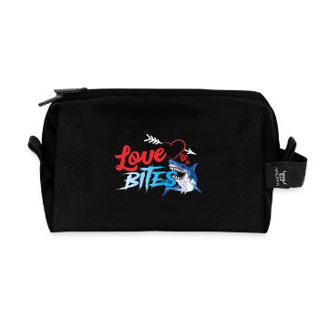Requin Amour Morsure Coeur Drôle d’engouement - Trousse de toilette en tissu recyclé - noir - Devant