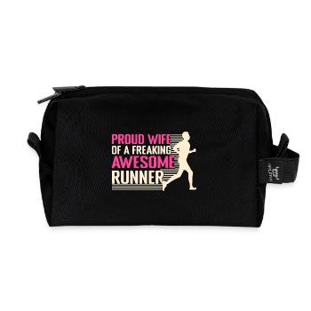 Courir fière épouse d’un marathonien génial - Trousse de toilette en tissu recyclé - noir - Devant