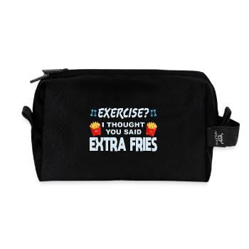 Exercice, je pensais que vous aviez dit frites supplémentaires - Trousse de toilette en tissu recyclé - noir - Devant
