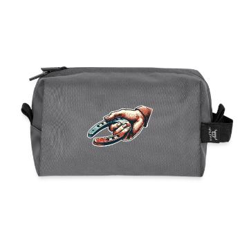 Horseshoe Throwing Horseshoe Pitching - Recycled Toiletry Zip Bag - anthracite - Front