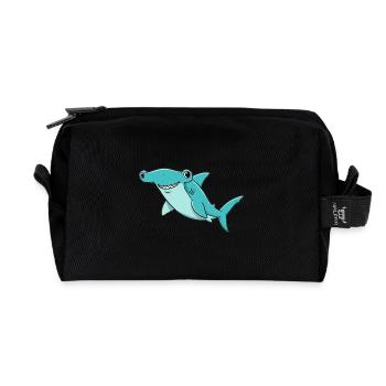 Animal Cartoon Hammerhead Shark - Recycled Toiletry Zip Bag - black - Front
