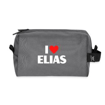 I Love Elias Red Heart Love Fan Gift - Recycled Toiletry Zip Bag - anthracite - Front