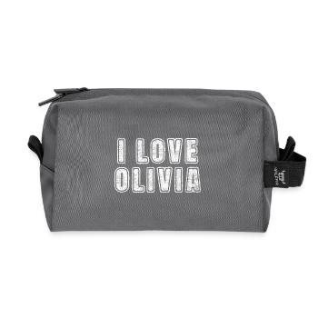 Love Olivia Retro Heart Name Love Text Saying - Recycled Toiletry Zip Bag - anthracite - Front