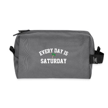 Every day is Saturday palm tree holiday feeling - Recycled Toiletry Zip Bag - anthracite - Front