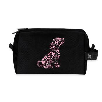 Cute Pink Dog Bow Cute Gift - Recycled Toiletry Zip Bag - black - Front