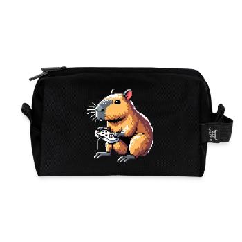 Pixel Art Video Games Gamer Capybara - Recycled Toiletry Zip Bag - black - Front