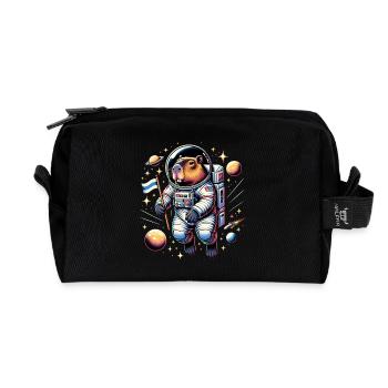 Capybaras Mignon Capybara Astronaute - Trousse de toilette en tissu recyclé - noir - Devant