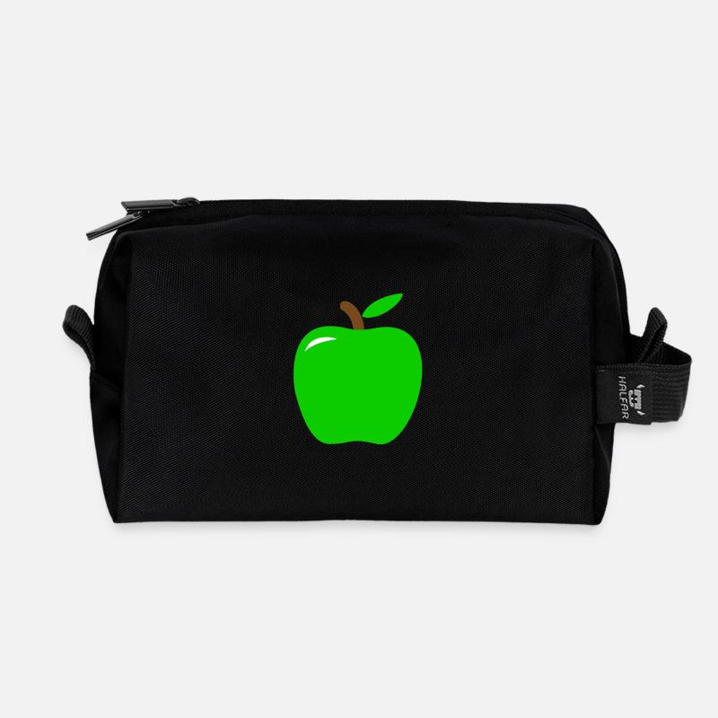 grüner Apfel - Recycelte Kulturtasche - Schwarz
