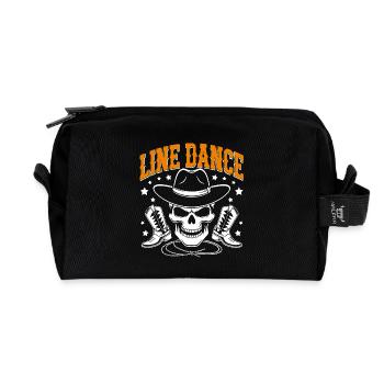 Line Dance Skull with Stetson and Boots and Lasso - Recycled Toiletry Zip Bag - black - Front