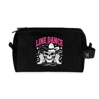 Line Dance Skull with Stetson and Boots and Lasso - Recycled Toiletry Zip Bag - black - Front