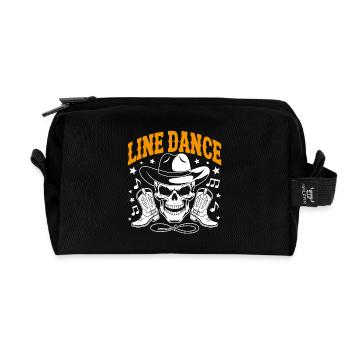 Line Dance Skull with Stetson and Boots and Lasso - Recycled Toiletry Zip Bag - black - Front