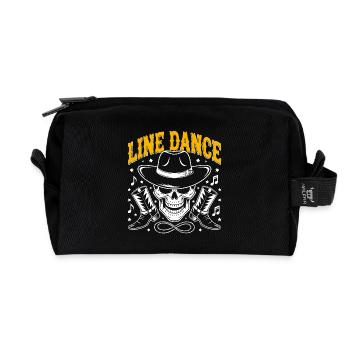 Line Dance Skull with Stetson and Boots and Lasso - Recycled Toiletry Zip Bag - black - Front