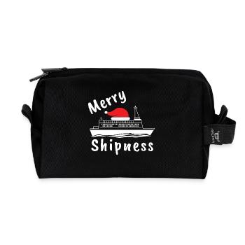 Christmas Cruise Ship Merry Shipness - Recycled Toiletry Zip Bag - black - Front