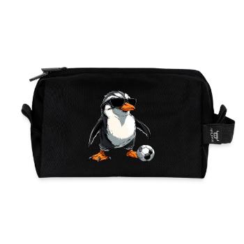 Fussball Pinguine - Recycelte Kulturtasche - Schwarz - Vorne