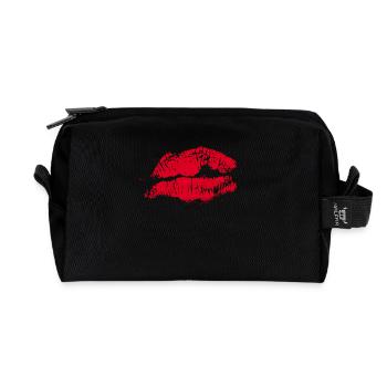 Kussmund Lippenstift Geschenk Valentinstag - Recycelte Kulturtasche - Schwarz - Vorne