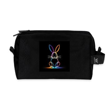 Glowing Rabbit - Recycled Toiletry Zip Bag - black - Front