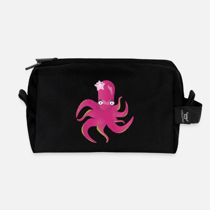 Krake - Recycelte Kulturtasche - Schwarz