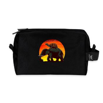 Elephant Turtle Sunset Design - Recycled Toiletry Zip Bag - black - Front