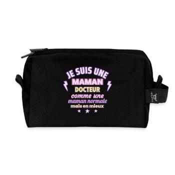 Maman docteur, cadeau fête des mères,Noël - Trousse de toilette en tissu recyclé - noir - Devant