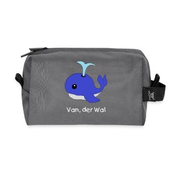 Van der Wal mit Beschriftung - Recycelte Kulturtasche - Anthrazit - Vorne