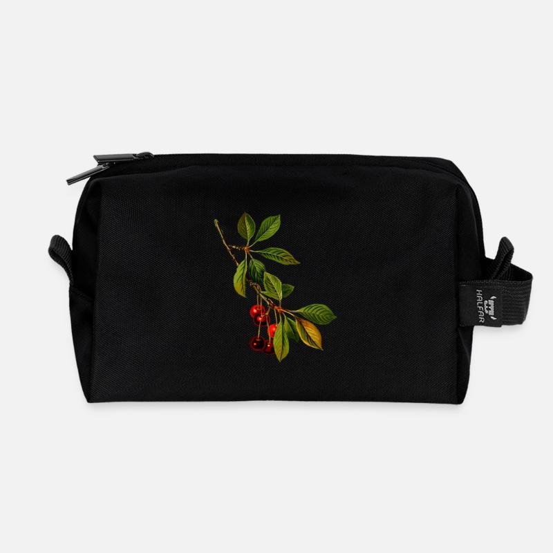 Kirschen Zweig - Recycelte Kulturtasche - Schwarz