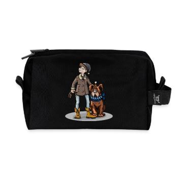 chien chien animal animal animal - Trousse de toilette en tissu recyclé - noir - Devant