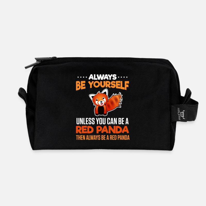 Always be yourself - Red Panda - Recycled Toiletry Zip Bag - black