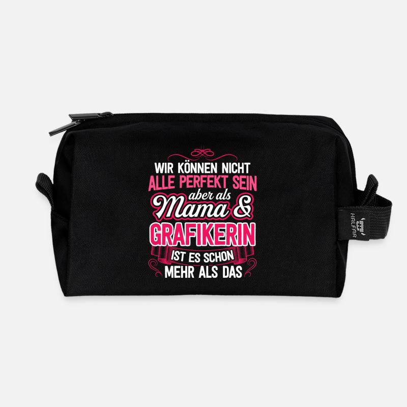 GRAFIKERIN - Mama - Recycelte Kulturtasche - Schwarz