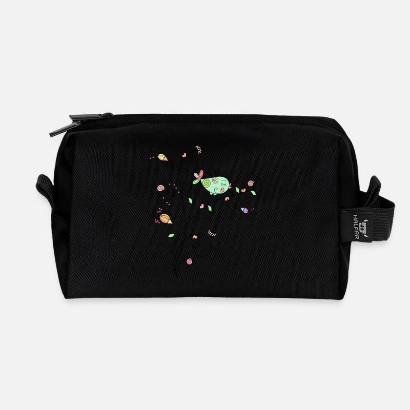 Vogel Blumenniederlassung Design - Recycelte Kulturtasche - Schwarz
