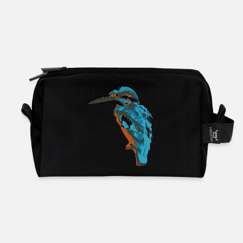 Eisvogel - Recycelte Kulturtasche - Schwarz
