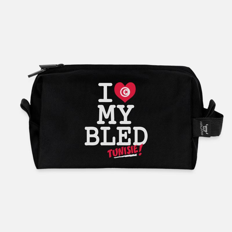 I love MY BLED Tunisie - Recycelte Kulturtasche - Schwarz