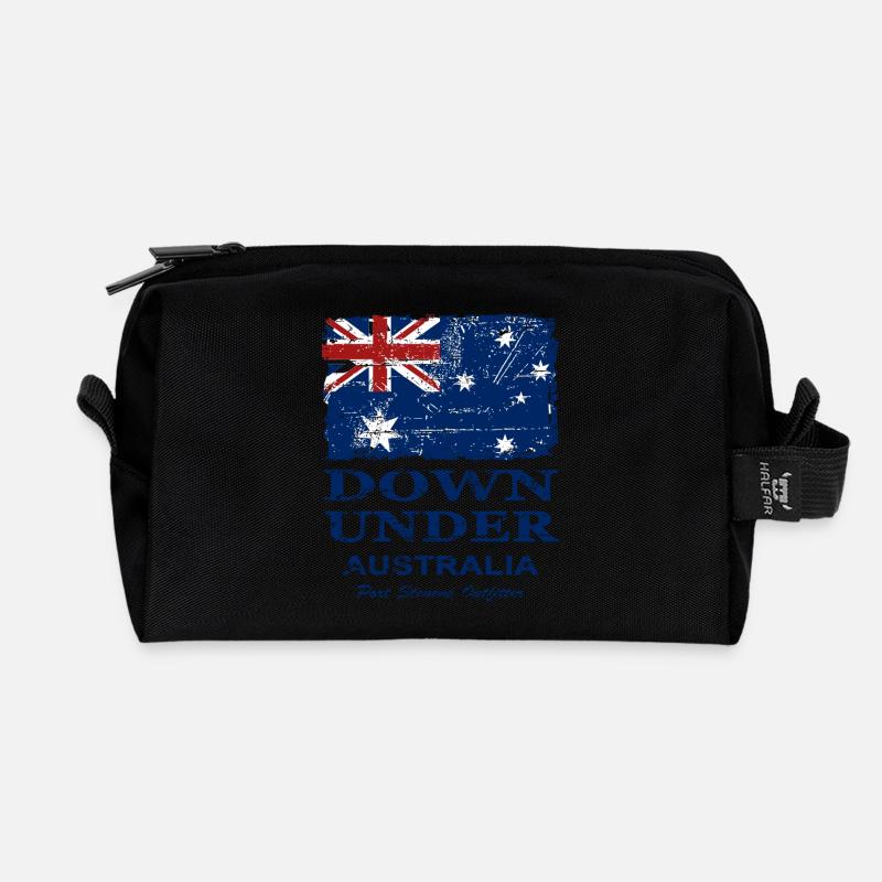 Australien - Down Under - Vintage Look - Recycelte Kulturtasche - Schwarz