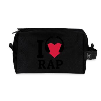 I love Rap - Trousse de toilette en tissu recyclé - noir - Devant