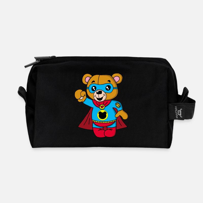 Super Teddybär - Recycelte Kulturtasche - Schwarz