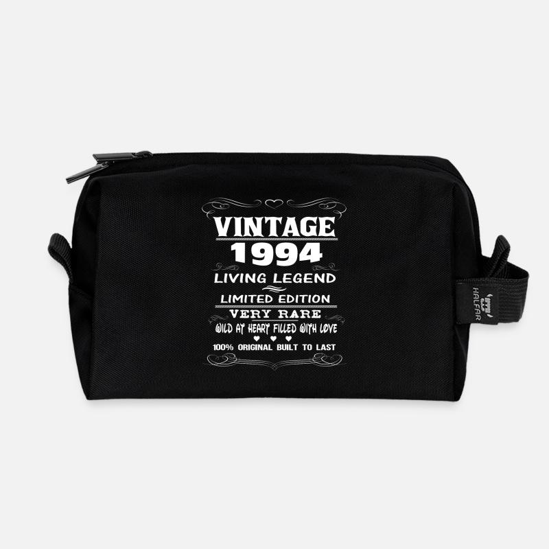VINTAGE 1994 - Recycled Toiletry Zip Bag - black