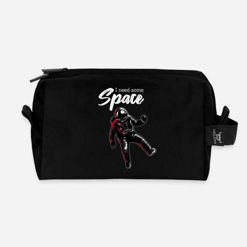 I need space | With an astronaut in space - Recycled Toiletry Zip Bag - black
