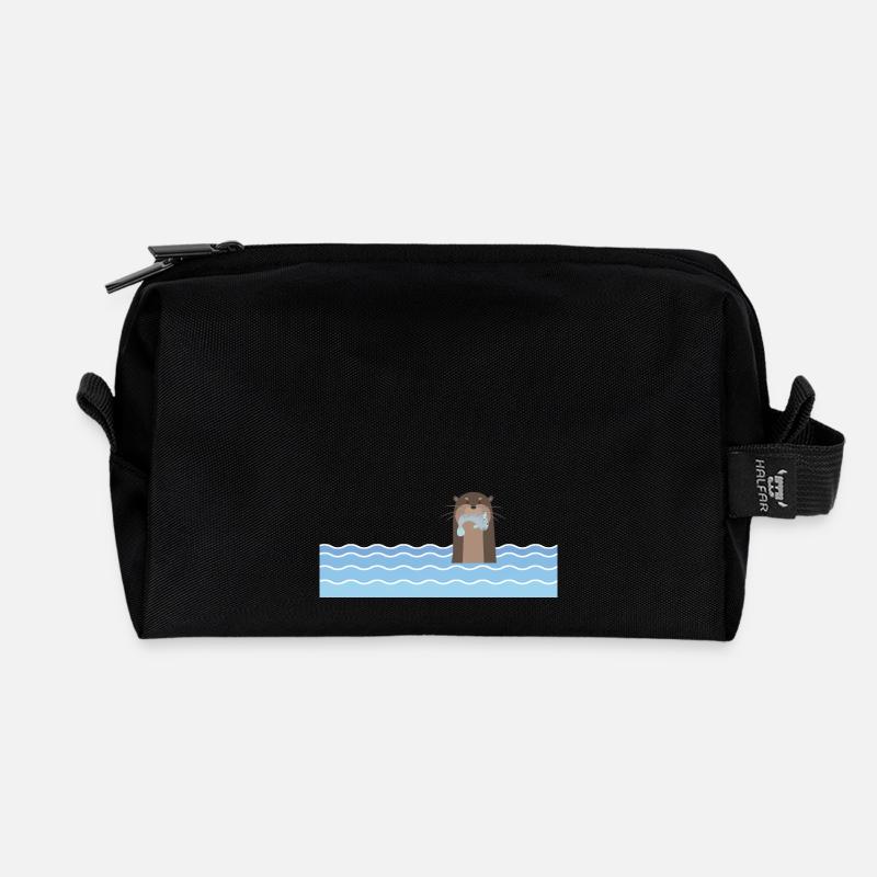 Otter Love Each Otter niedlich Tier Geschenkidee - Recycelte Kulturtasche - Schwarz
