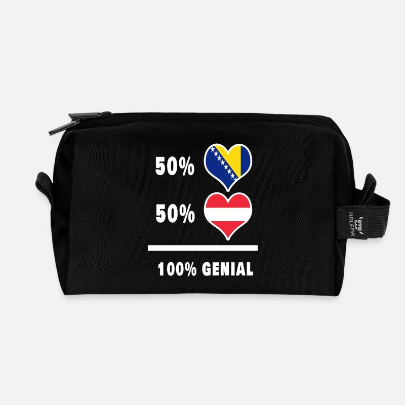 Bosnien und Österreich Genial / Geschenk - Recycelte Kulturtasche - Schwarz