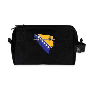 Bosnien Herzegowina Herzschlag Flagge Vintage - Recycelte Kulturtasche - Schwarz - Vorne