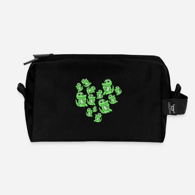 Krokodil Familie - Krokodil mit Baby - Krokodil - Recycelte Kulturtasche - Schwarz