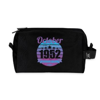 Born October 1952 70 years 70s 70th birthday - Recycled Toiletry Zip Bag - black - Front