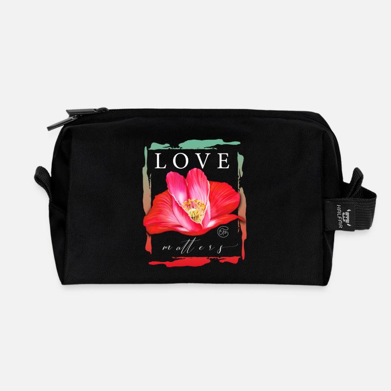 Love matters Mohnblume Herz Liebe Valentinstag - Recycelte Kulturtasche - Schwarz