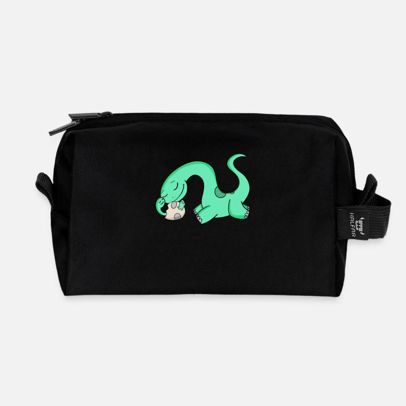 Dinosaurier mit Baby Dinosaurier - Recycelte Kulturtasche - Schwarz