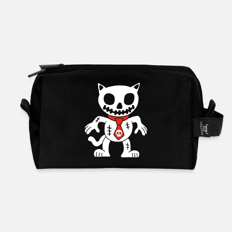 Weiße Katze Voodoo Puppe - Recycelte Kulturtasche - Schwarz