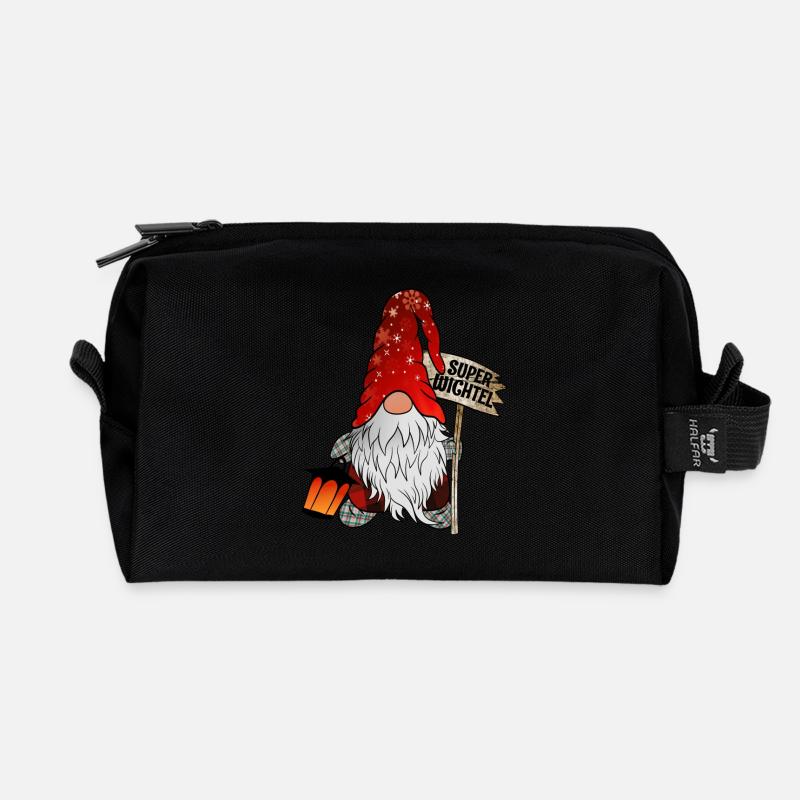 Christmas Gnome Super Wichtel - Recycelte Kulturtasche - Schwarz