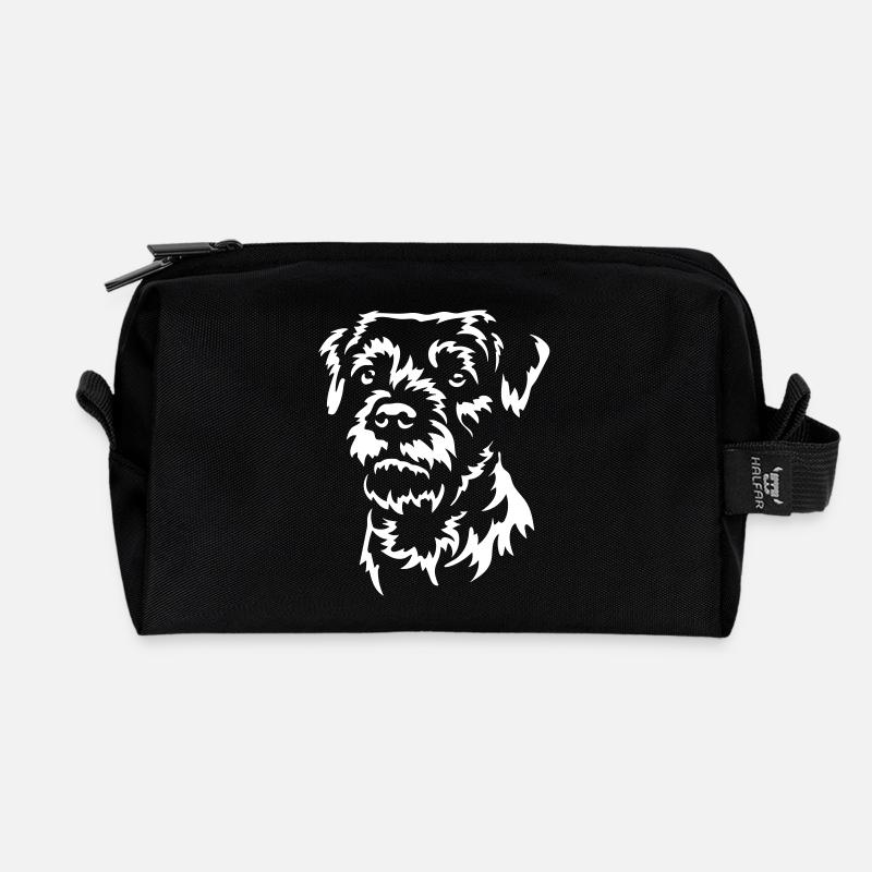 Border Terrier Kopf "Black Edition" - Recycelte Kulturtasche - Schwarz