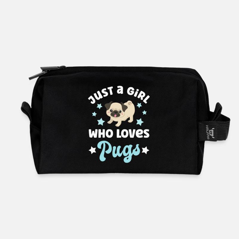 Hund Mops Möpse - Recycelte Kulturtasche - Schwarz
