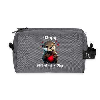 Otter Happy Valentines Day - Recycelte Kulturtasche - Anthrazit - Vorne