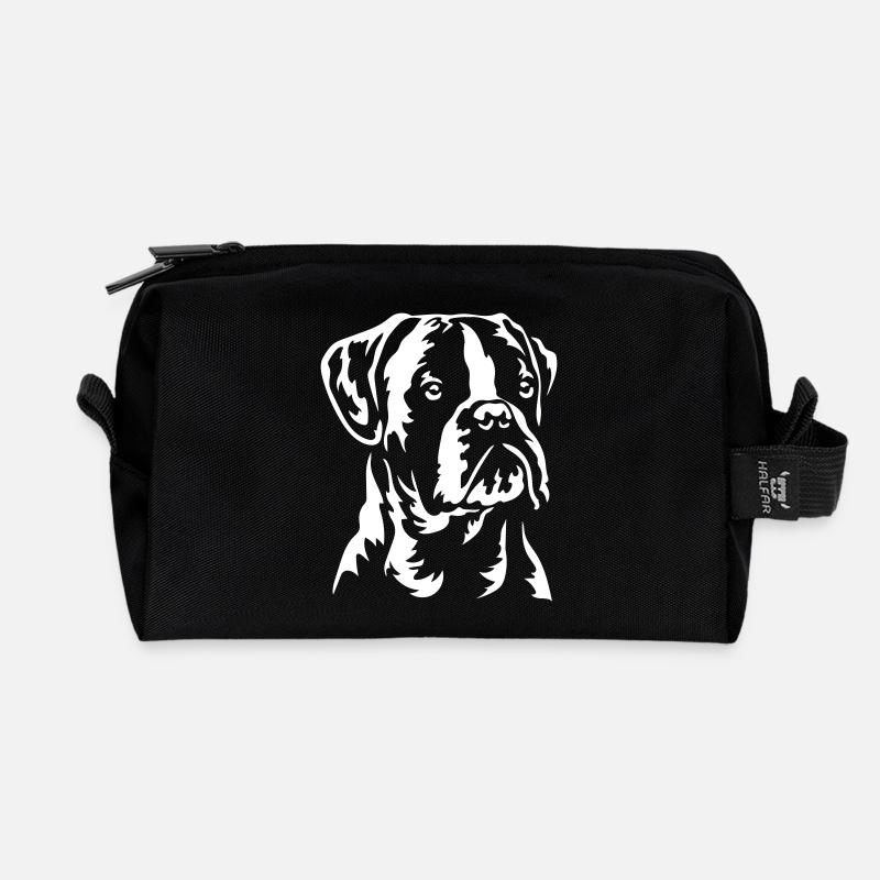 Boxer Kopf "Black Edition" - Recycelte Kulturtasche - Schwarz