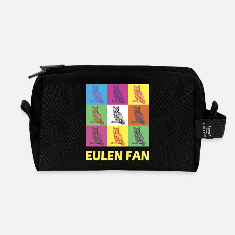 Eulen Fan Design - Recycelte Kulturtasche - Schwarz